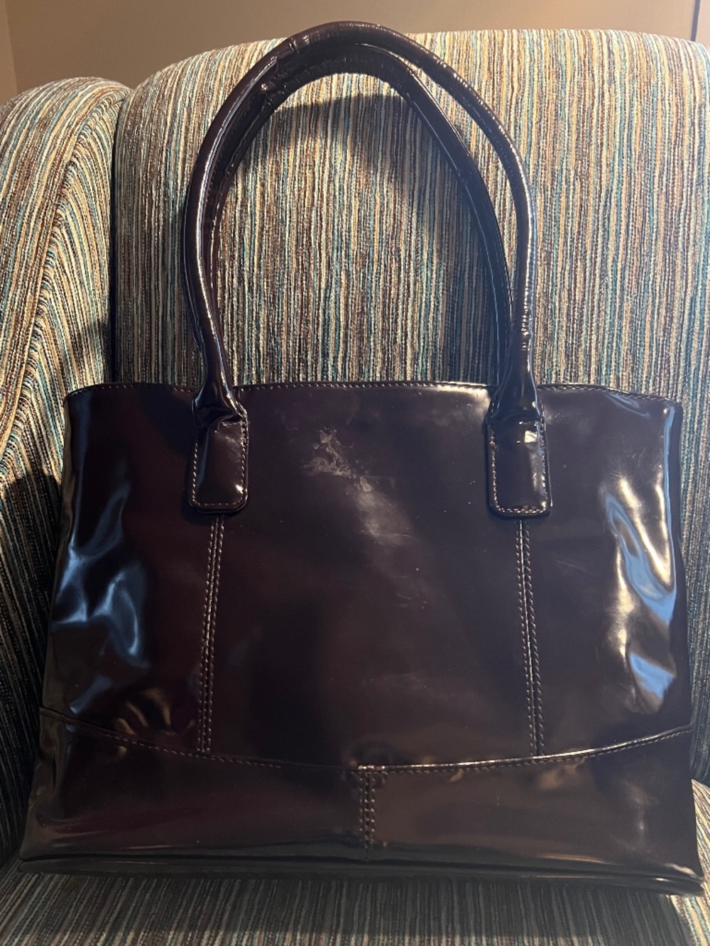 Amerileather® Brown Patent Leather Shoulder Tote